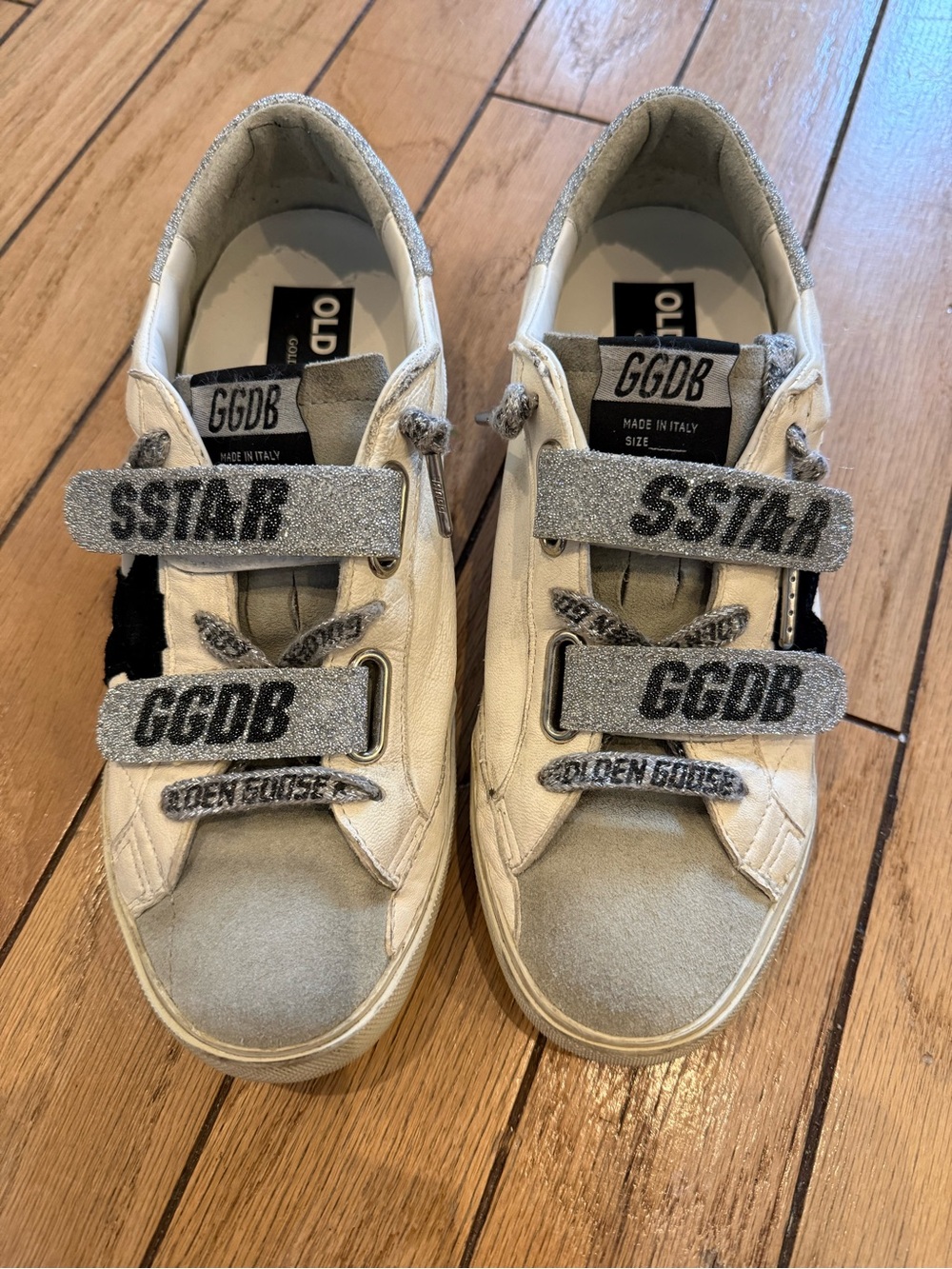 Golden Goose Women’s White & Silver Swarovski crystal Old School SNEAKERS
